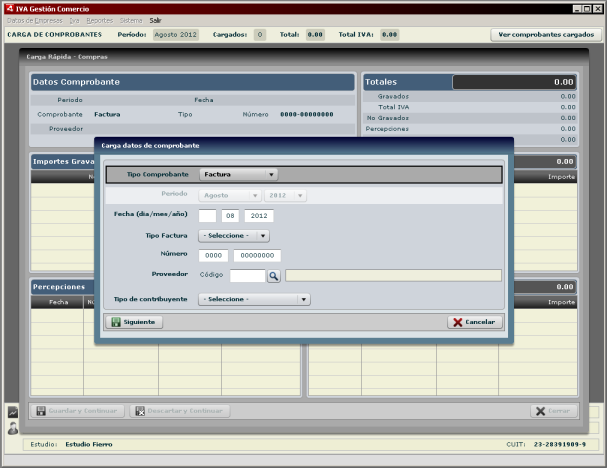 IVA Gestión Comercio : Carga de comprobantes